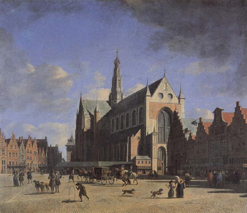BERCKHEYDE, Gerrit Adriaensz. The Market Place and the Grote Kerk at Haarlem China oil painting art